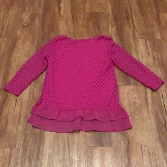 Style & Co Pink Polka Dot Ruffle Blouse Size Petite Small - Picture 2 of 3